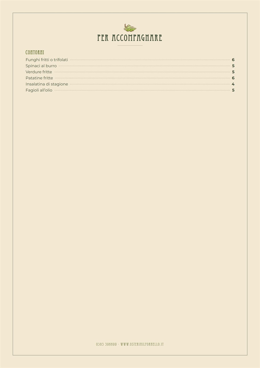 Menu d'Estate 2026 — contorni